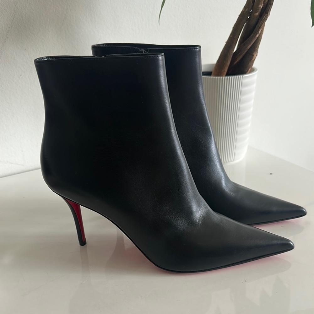 Christian Louboutin Black Heeled Boots with Signature Red Sole